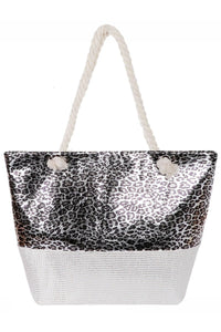 Glitter Leopard Tote Bag Beach Bag- Women