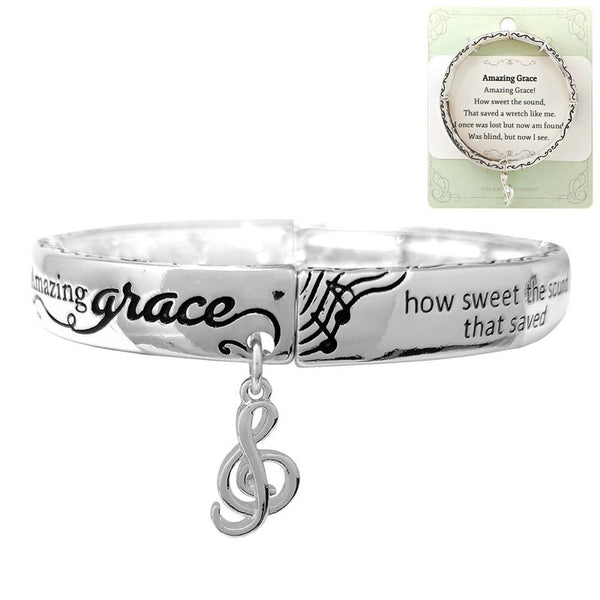 Amazing Grace Spiritual Song Stretch Bangle bracelet