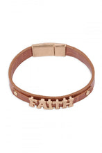 Load image into Gallery viewer, Faith Leather Personalized Magnetic Bracelet - Brown