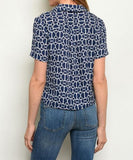 Navy Short sleeve V-neck Shirt