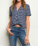 Navy Short sleeve V-neck Shirt