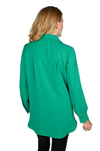 Bright green front button blouse FRANK LYMAN STYLE #236117