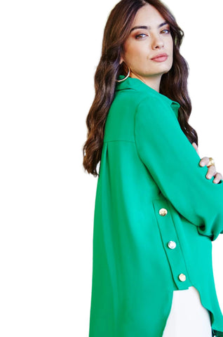 Bright green front button blouse FRANK LYMAN STYLE #236117