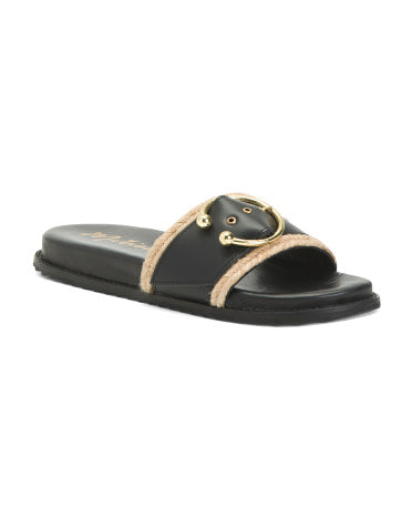 Buckle Flat Leather Sandals