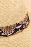 Straw sun hat with python print I scarf edge