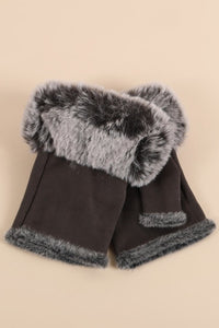 Fingerless gloves with faux fur trim Women