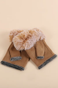 Fingerless gloves with faux fur trim Women