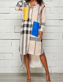 Hi Low button down plaid shirt dress Women