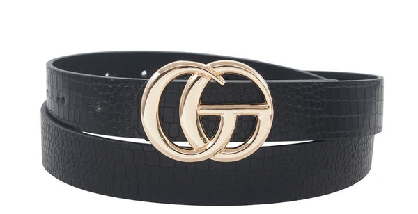 CROC PATTERN GO BUCKLE BELT  Black