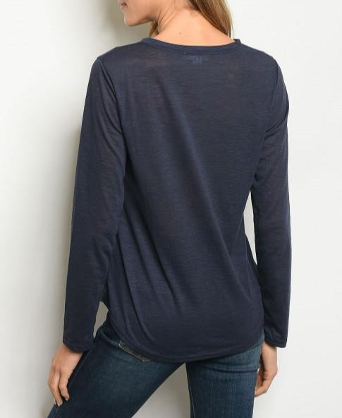 Long Sleeve Navy Top