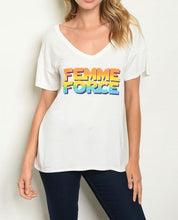 Load image into Gallery viewer, IVORY &quot;FEMME FORCE&quot; PRINT TOP Women