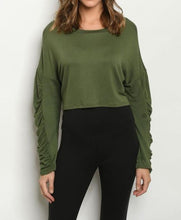 Load image into Gallery viewer, Long sleeve with ruched side detail
