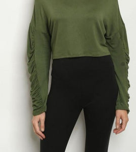 Long sleeve with ruched side detail