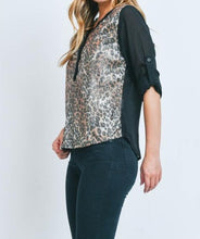 Load image into Gallery viewer, Black Leopard Top With Sequins - Women
