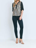 Black Leopard Top With Sequins - Women