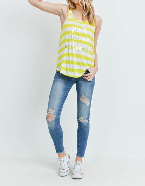 LIME IVORY STRIPES TOP