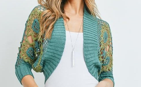 Cotton Bolero 3/4 Sleeve Sweater Cardigan Women