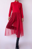 Long sleeve solid blouse with lace bottom