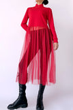 Long sleeve solid blouse with lace bottom