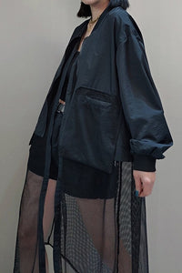 Long sleeve oversized Blazer with mesh bottom- Women