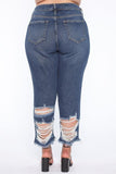 High Rise Boyfriend Jeans - Dark Denim