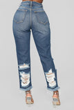 High Rise Boyfriend Jeans - Dark Denim