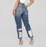 High Rise Boyfriend Jeans - Dark Denim