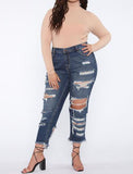High Rise Boyfriend Jeans - Dark Denim