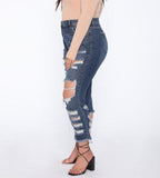 High Rise Boyfriend Jeans - Dark Denim