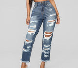 High Rise Boyfriend Jeans - Dark Denim