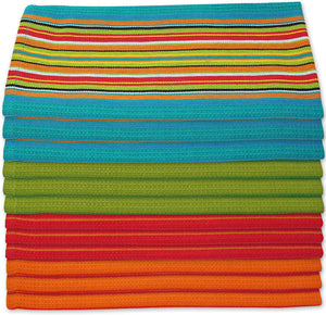 Kitchen Dish Towels Salsa Stripe - 100% Natural Absorbent Cotton (Size 28 x 16 inches) 3 pk