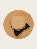 Bow Tie Decor Floppy Straw Hat
