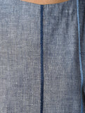 Women Blue Cotton Dress with Top Stitch