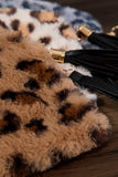 Leopard print faux fur with detachable wristlet pouch bag