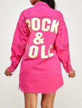 Load image into Gallery viewer, Hot Pink Denim Jacket Distressed