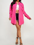 Hot Pink Denim Jacket Distressed
