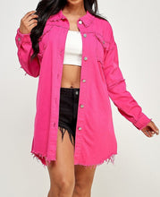Load image into Gallery viewer, Hot Pink Denim Jacket Distressed