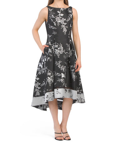 FLORAL JACQUARD COCKTAIL DRESS