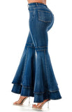 PLUS SIZE Layered Bell Bottom Denim Pants