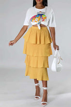 Load image into Gallery viewer, Layered Midi Skirt with Elastic Waistband