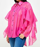 Button Down Long Sleeve Blouse