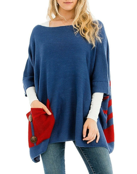Button and Pocket Accent Poncho