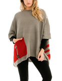 Poncho w Button and Pocket Accent