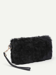 Faux Fur Design Clutch Bag