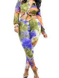 Plus Size Tie dye Long Sleeve 2 pc Legging Set Jogger Set