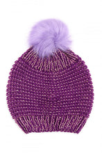 Load image into Gallery viewer, Purple Knitted POM POM Beanie