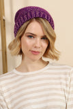 Purple Knitted POM POM Beanie