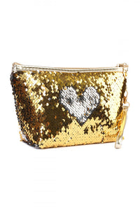 Gold Sequin Cosmetic Bag