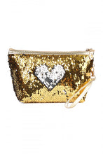 Load image into Gallery viewer, Gold Sequin Cosmetic Bag