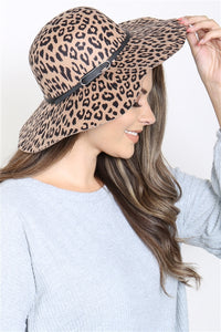 Leopard Accent Fashion hat with adjustable Buckle